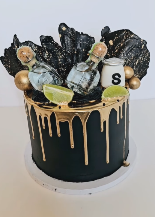 Black and Gold Patron Cake